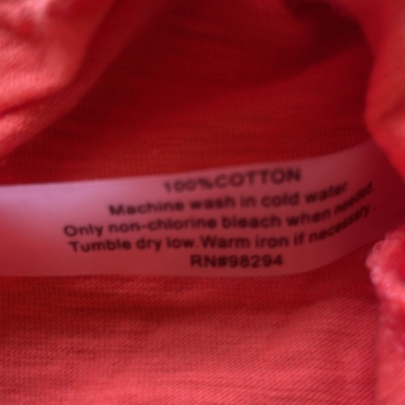 Plus Size 3X Onque Crochet Appliqué Y-Neck Rhinestone Button Orange Cotton Tunic - Picture 7 of 10